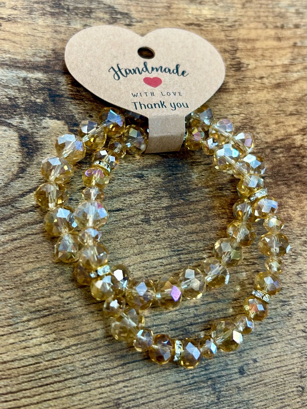 Handmade Gold Beaded Stretch Bracelet Set